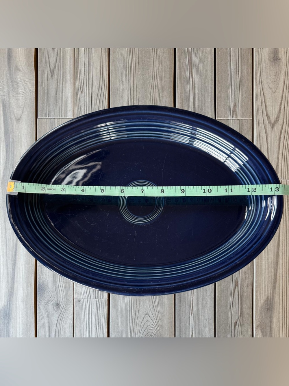 Fiesta Cobalt Blue Oval Ceramic Platter 13.25 In USA Glossy Homer Laughlin - Picture 7 of 9
